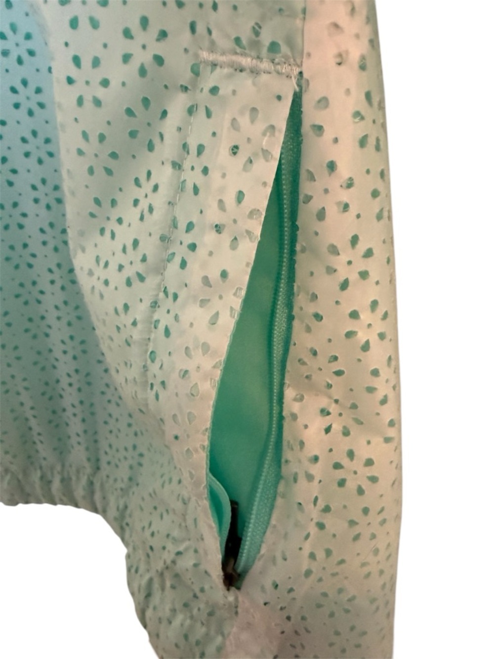Nanette Lepore Women’s Mint Green Perforated Hooded Zip Up Jacket Size XL - Picture 7 of 13